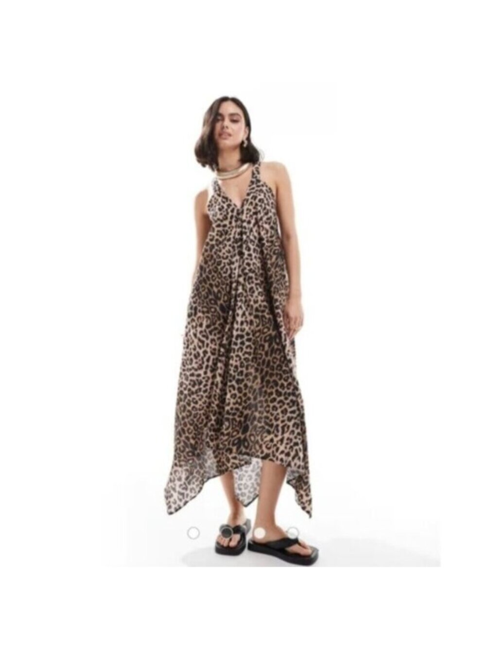NWT All Saints Lil Leppo Brown Animal Print Asymmetrical Mini Dress